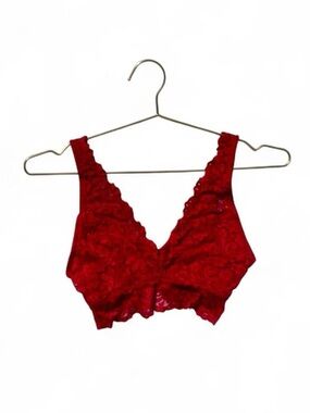 Vintage Y2K Red Lace Bralette Crop Top Vampy Gothic Coquette Fairycore XS